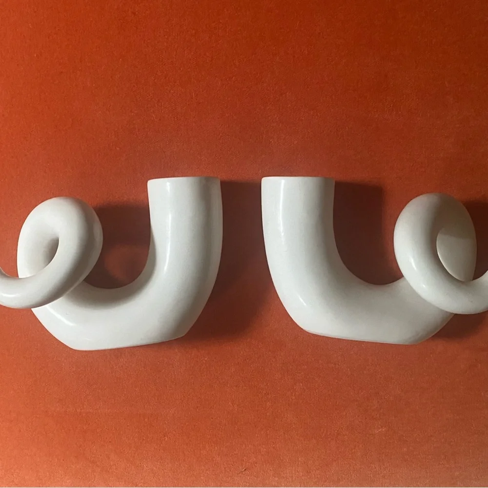 Vintage Jonathan Adler Horn Candle Holder Set